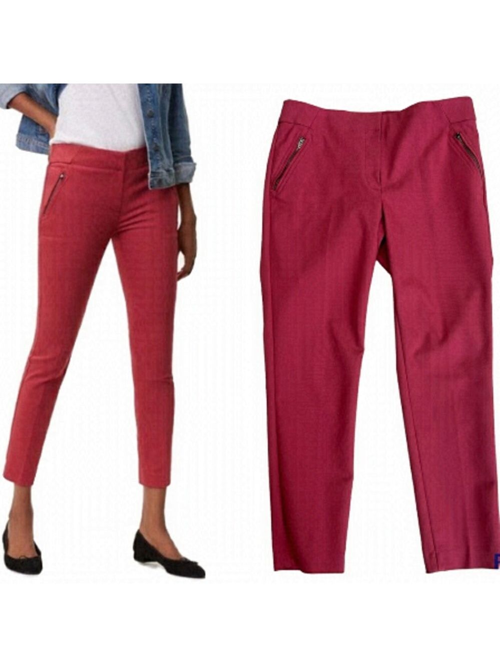 LOFT pink Marisa skinny ankle pants zippered pockets Sz 8 NWOT